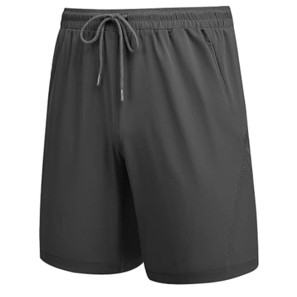 Men's Running Athletic Shorts Gym Workout Elastic Waist Dark Gray - Picture 1 of 8